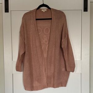 Women's Muted Pink Open-Front Sweater Cardigan